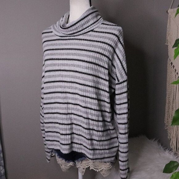Saturday Sunday | Cowl Neck Striped Pullover Sweater Medium - Picture 1 of 8